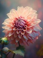 Dahlia flower copy space  background. AI Generated photo