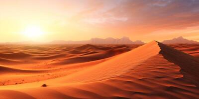 Sunset on desert copy space blurred background, photo