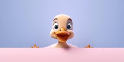 Duck little cute animal clay cartoon animation, AI Generated photo