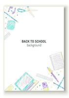 School supplies learning education coloring pencils style vertical poster design vector