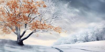 Snowflakes in winter copy space blurred background, photo