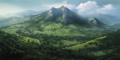 Rocky mountain with cloud scape background. photo
