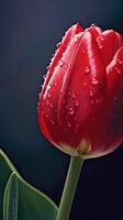 Red tulip tulipa flower wallpaper background. AI Generated photo