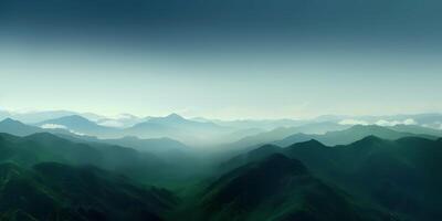 Landscape green mountains top view background, AI generated photo