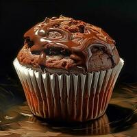 Cupcake chocolate cream snack tea time. AI Generated photo