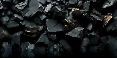 Coal black texture dark background, geology theme, AI generated photo