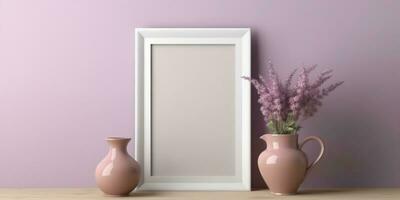 Blank frame mockup copy space background, AI Generated photo