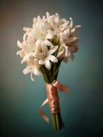 Tuberose flower bridal bouquet blurred background. AI Generated photo