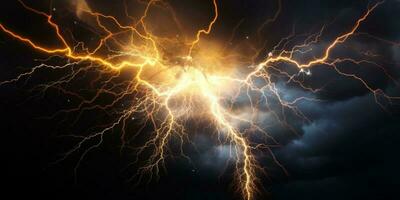 Lightning bolts or strikes natural disaster, AI Generated photo