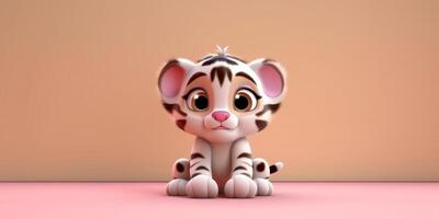 Baby tiger cute animal clay cartoon animation, AI Generated photo