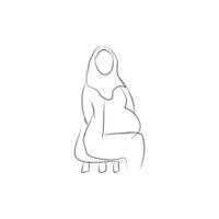 Illustration and line art of pregnant women vector