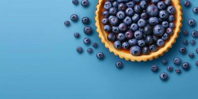 Blueberry fruit cake dessert blurred background, AI Generateand photo