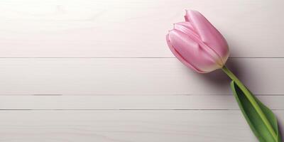 Blank paper note and flower for text copy space background photo