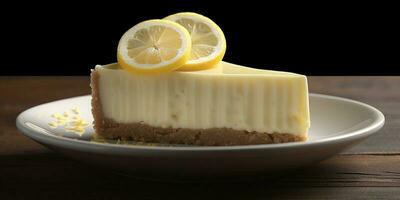 limón tarta de queso tarta borroso fondo, ai generar y foto