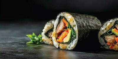 gimbap coreano comida para almuerzo, ai generado foto