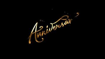 Happy Anniversary Animation. Brush Lettering Beautiful greeting with Gold Texture. Hand drawn Handwritten Style. video