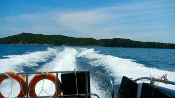 Rear view from speedboat departure from Similan Islands video