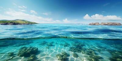 Oceano ola azul agua antecedentes. ai generado foto