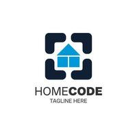 Logo themed on technological innovation in the home. Home Code logo isolated on white background vector