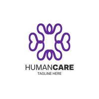 A flat human care logo isolated on a white background. Symbol for an organization or company in terms of care and health vector