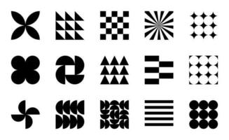 Set of geometric black and white simple patterns, shapes. vector