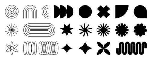 Set of geometric black and white simple figures, shapes. vector