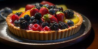 Pie tart cake dessert blurred background, AI Generateand photo