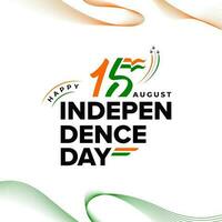 15th August Happy Indian Independence day vector greeting with lettering