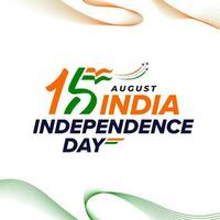 15th August Happy Indian Independence day vector greeting with lettering