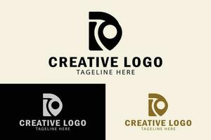 D initial letter logo with Location. design initial D pin location. Creative logo professional. simple vector design editable