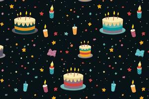 birthday pattern vector illustration on isolated dark background