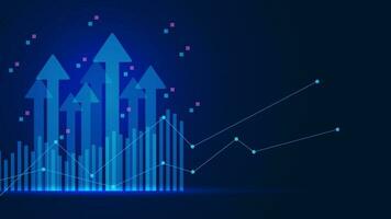 Financial graph growth of business, development progress and financial company statistic report with up arrows. Vector illustration.