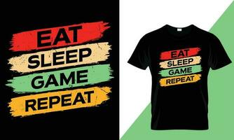 comer dormir juego repetir tipografía juego de azar camiseta diseño vector