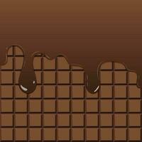 Dark chocolate pattern and dripping chocolate, vector illustration