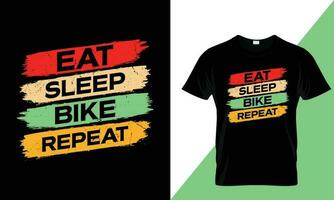 comer dormir bicicleta repetir tipografía motorista camiseta diseño vector