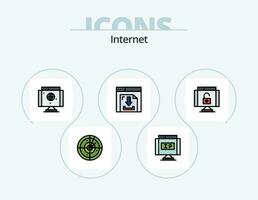 Internet Line Filled Icon Pack 5 Icon Design. internet. news. domain. journal. communications vector