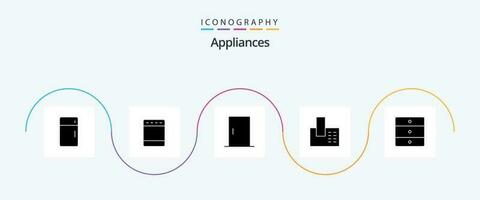 Appliances Glyph 5 Icon Pack Including furniture. home. oven. call. home appliances vector