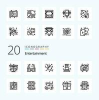 20 Entertainment Line icon Pack like rock chess cinema pawn decoration vector