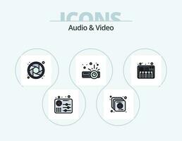 Audio And Video Line Filled Icon Pack 5 Icon Design. random. mix. reel. arrow. video vector