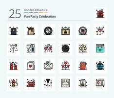 Party 25 Line Filled icon pack including picture. celebration. wedding. birthday. player vector