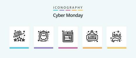 Cyber Monday Line 5 Icon Pack Including online. sale. package. monday. board. Creative Icons Design vector