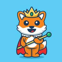 Cute fox with crown cartoon vector illustration isolated