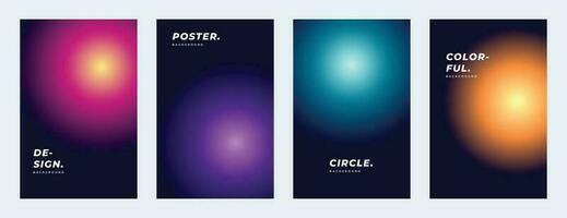 Colorful blur circle gradient background template copy space set. Radial colour gradation backdrop design for poster, banner, brochure, leaflet, magazine, booklet, or cover. vector