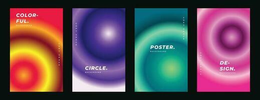 Colorful circle vertical background template copy space set. Modern abstract and smooth rounded backdrop design for poster, banner, magazine, cover, or leaflet. vector