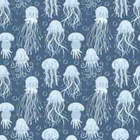 Seamless pattern with colorful jellyfishes. Marine dwellers vector