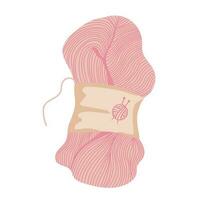 Pink hank yarn for knitting or crochet. Female hobby vector