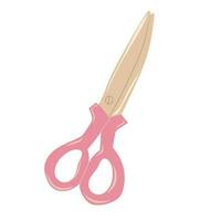 Closed scissors with pink handle isolated on a white background vector