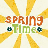 Springtime. Handwritten slogan on wavy retro background vector