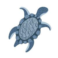 mano dibujado linda tortuga. marina habitante vector