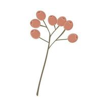 Simple Autumn twig with berries. Rowanberry. Hand drawn stylized element for autumn decorative design vector